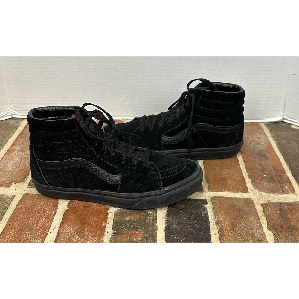 VANS Black‎ SK8-Hi Suede High Top Sneakers Leather Skate Shoes Men 8 Women 9.5